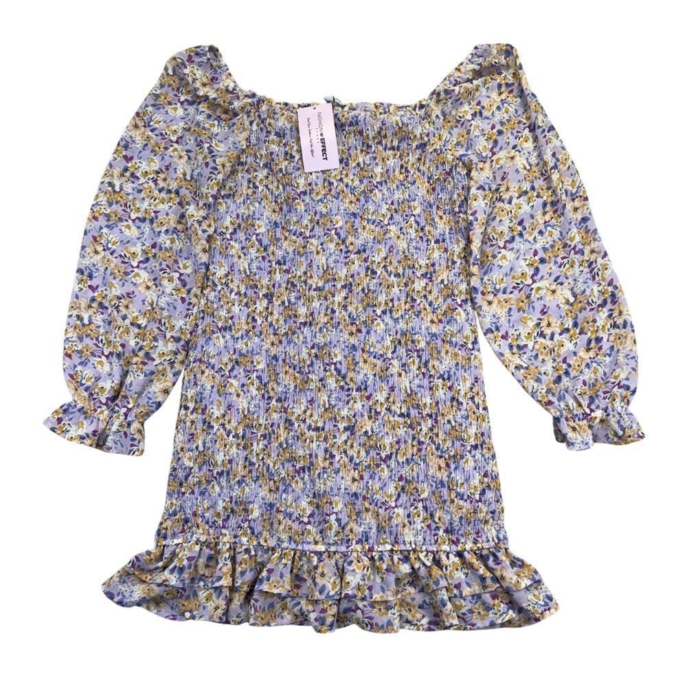 NWT Haute Monde Floral Dress lilac Purple Women’s Size L Casual Off The Shoulder